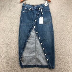 Gap Denim Maxi Skirt Womens 26 2 Blue Asymmetrical Button Wrap‎ Slit Going Out